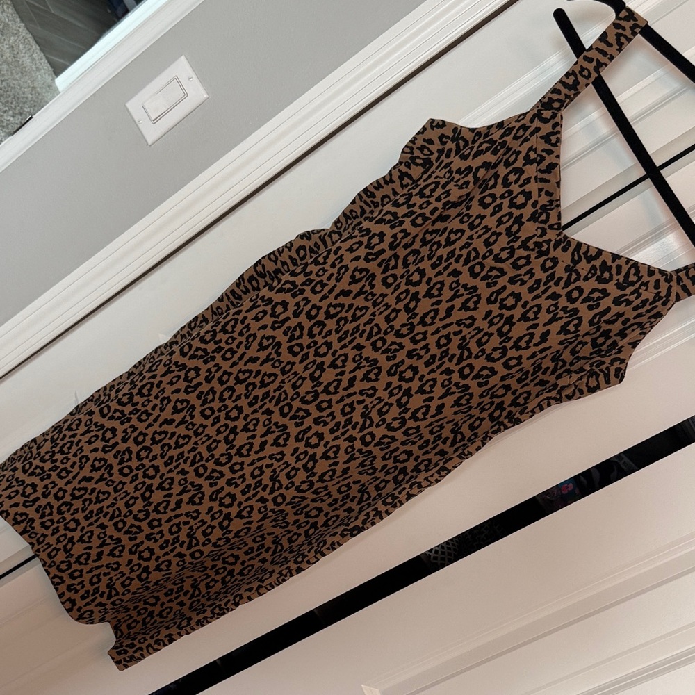 Banana Republic Brown Leopard Print Midi Dress size 12